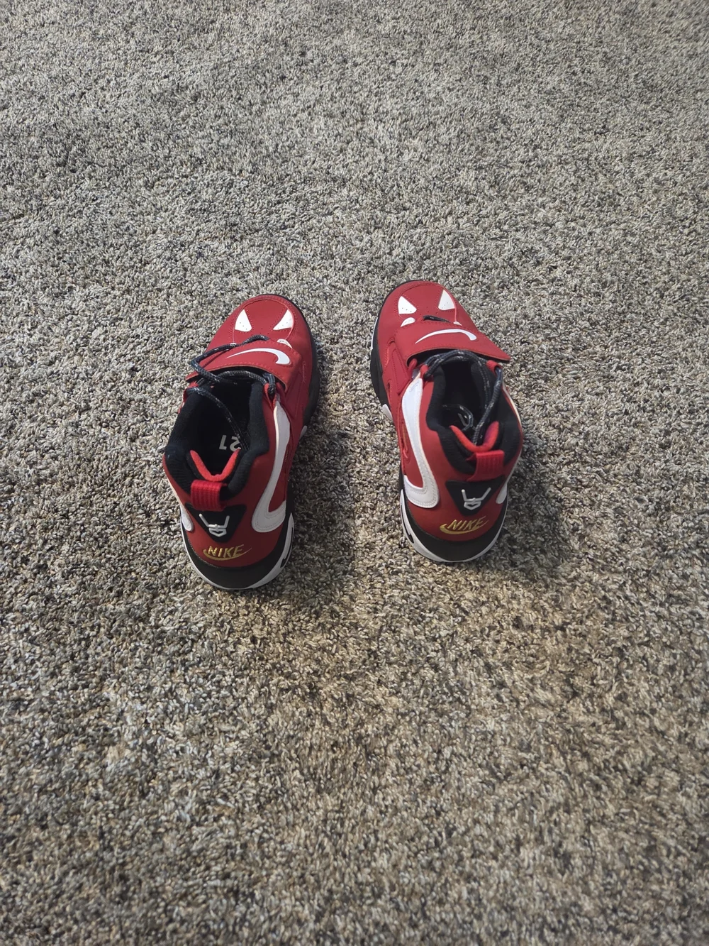 Nike Kids Red, White and Black Velcro Athletic Sneakers